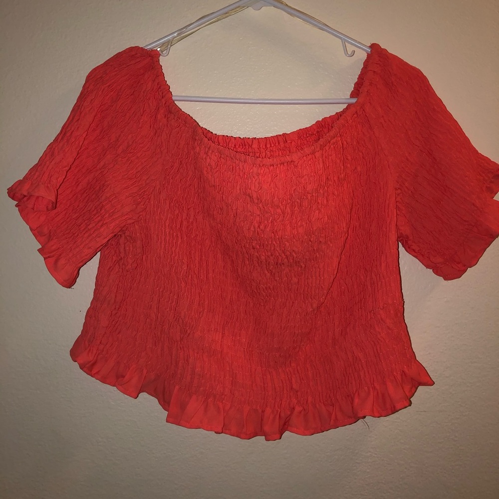 Coral pink crop top